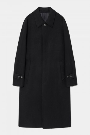 OVERSIZED SOUTIEN COLLAR COAT - BLACK ]